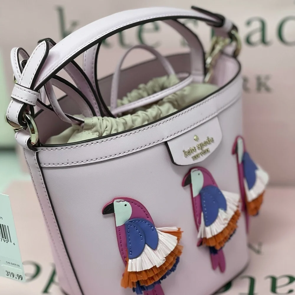 Kate spade pink Flock Party Parrot Bucket Bag - Picture 8 of 9